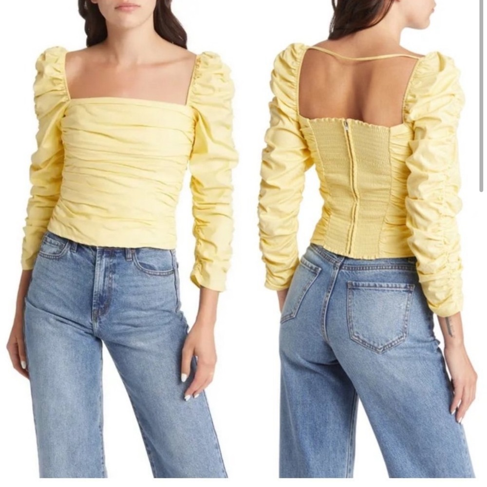 REFORMATION size 4 Joi Ruched Stretch Organic Cotton Top